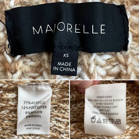 Majorelle Helen Dress Size XS Mini Chunky Knit Sweater Camel Bodycon Long Sleeve - Picture 12 of 12
